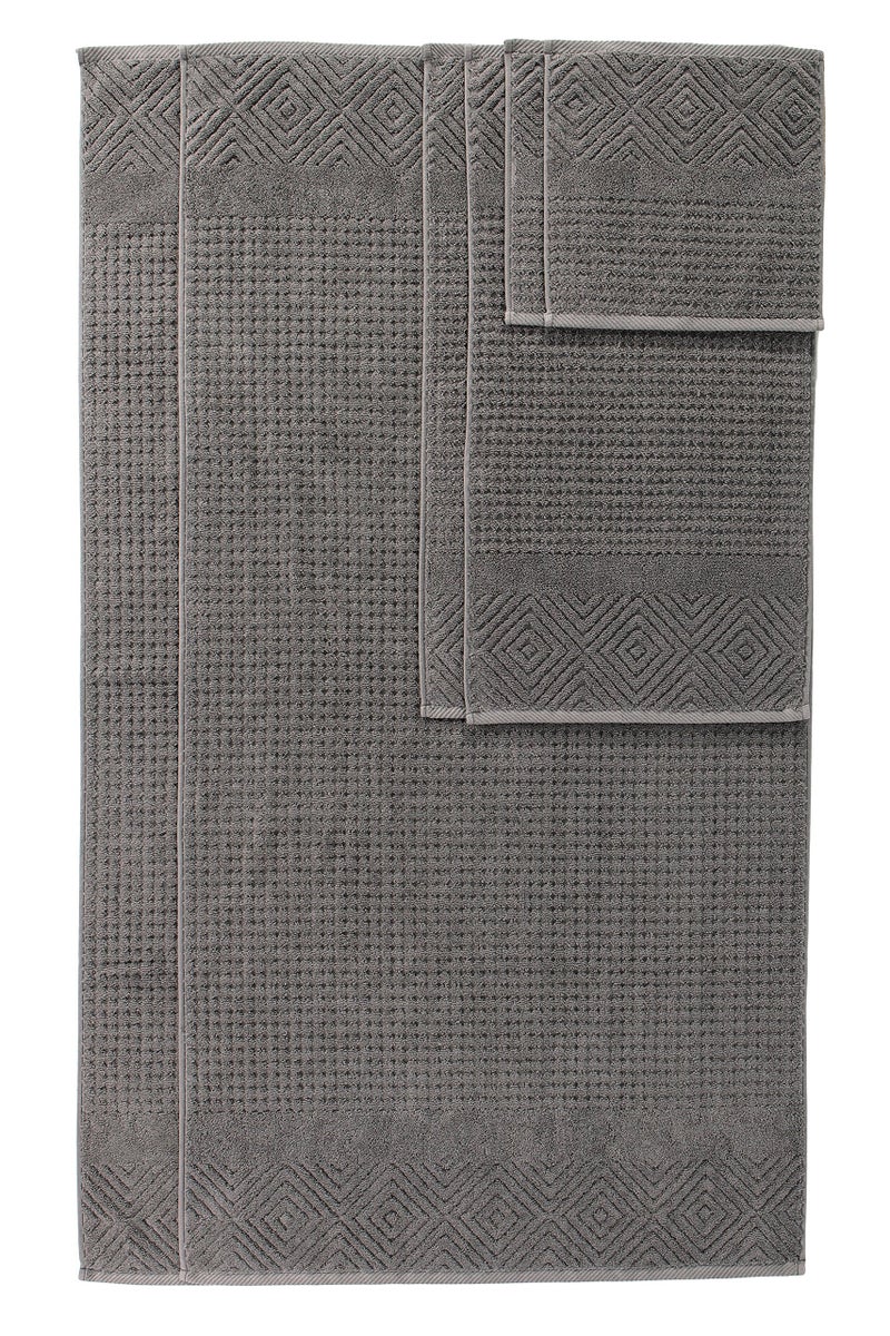 TexereSilk Texere 100% Organic Cotton Diamond Jacquard 700 GSM Luxury Bath Towel Sets - 2 Ultra Soft, Large Bath Towels, 2 Hand Towels, 2 Washcloths (Diamond, Cathedral Gray, 6 Piece) - Image 4